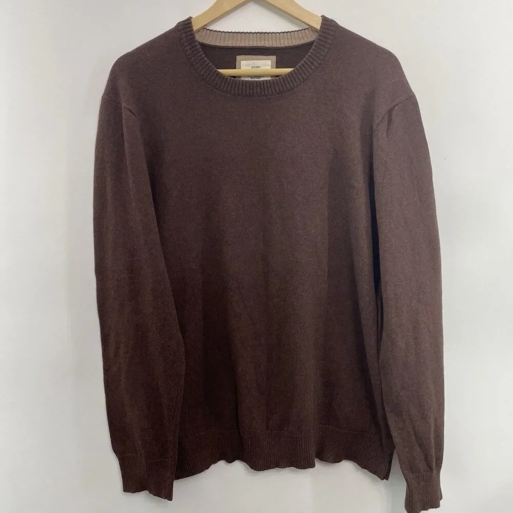 Old Navy Crewneck Sweater Cashmere Cotton Blend Brown Mens XXL